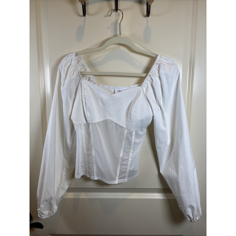 Willow & Root Medium White Sweetheart Corset Top Mesh Bodice Bridgerton Romantic